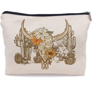Lacosu Floral Skull Canvas Pouch